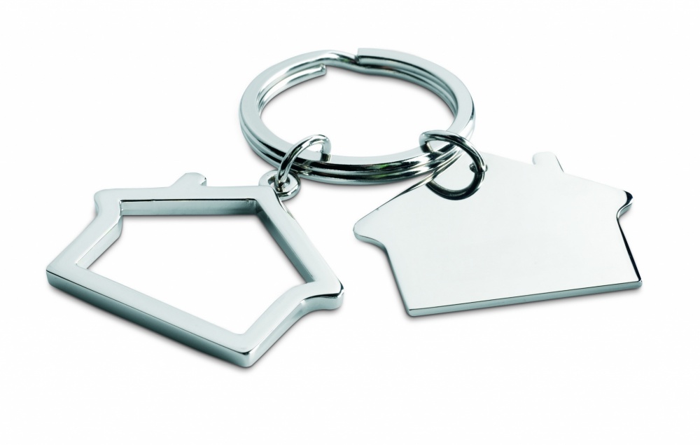 Logo trade promotional merchandise photo of: Metal key ring house shape Jyvaskyla
