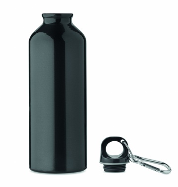 Logo trade promotional item photo of: 500 ml single-walled water bottle made of recycled aluminum with a carabiner