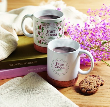 Logo trade promotional giveaway photo of: Ceramic cork mug 280 ml