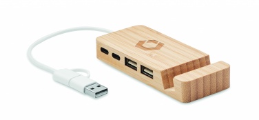 Logo trade promotional giveaways image of: Bamboo USB 4 ports hub