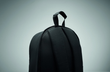 Logo trade promotional products image of: A 15-inch laptop backpack made of recycled pre-consumer cotton and recycled polyester with customizable printing.