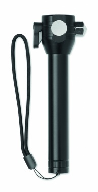 Logotrade promotional products photo of: 3-in-1 aluminum flashlight with an emergency hammer and seatbelt cutter, customizable with printing
