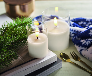 Logo trade advertising products image of: LED wax candle in glass holder