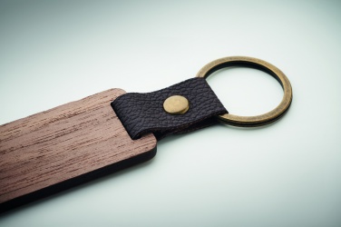 Logo trade promotional product photo of: Key ring in walnut and PU Kokkola