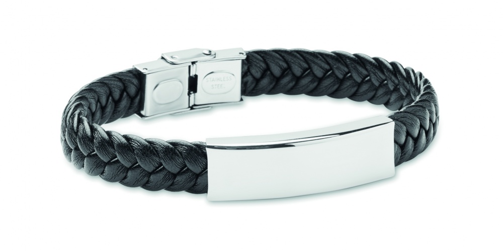 Logo trade promotional merchandise picture of: Braided faux leather bracelet