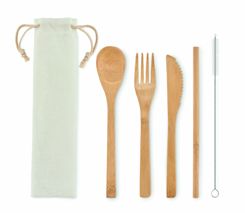 Logotrade promotional item picture of: Bamboo cutlery with straw