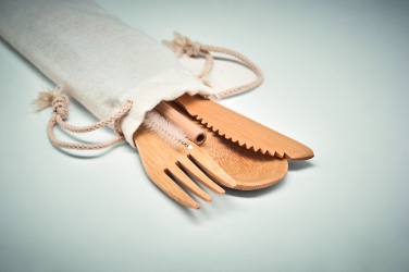 Logo trade corporate gifts picture of: Bamboo cutlery with straw