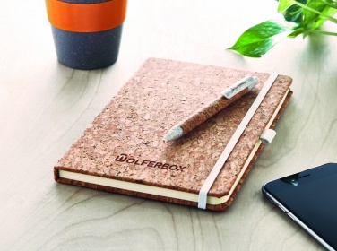 Logotrade promotional giveaway image of: A5 cork notebook with pen