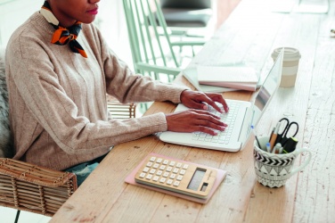 Logo trade advertising product photo of: 8 digit bamboo calculator