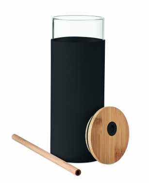 Logotrade promotional product picture of: Glass tumbler 450ml bamboo lid