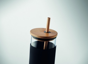 Logo trade promotional giveaways picture of: Glass tumbler 450ml bamboo lid