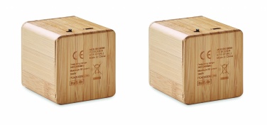 Logo trade promotional gift photo of: Set of Bamboo wireless speaker