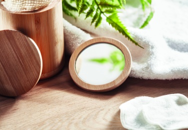 Logo trade corporate gifts image of: Bamboo make-up mirror