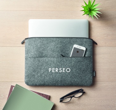 Logo trade corporate gift photo of: RPET felt zipped laptop bag
