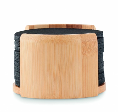 Logo trade promotional giveaways picture of: RPET coasters in bamboo holder