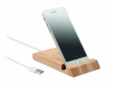 Logo trade promotional gifts picture of: Bamboo wireless charger  10W ODOS