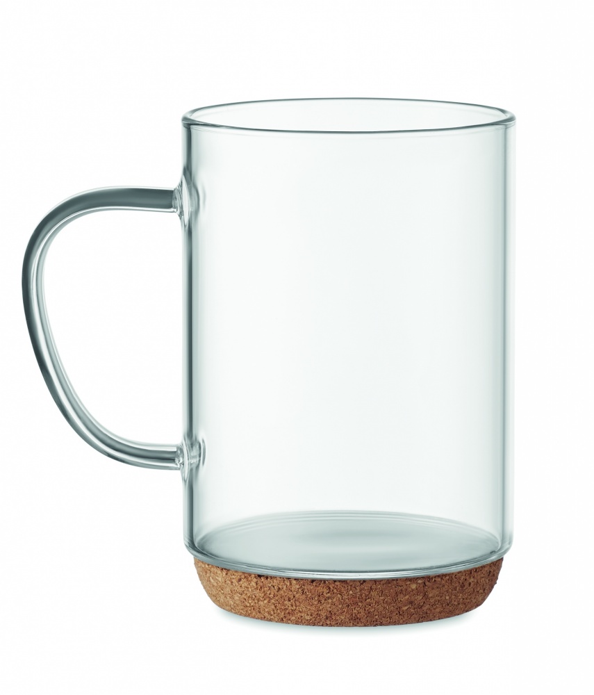 Logo trade promotional gifts image of: Glass mug 400ml with cork base