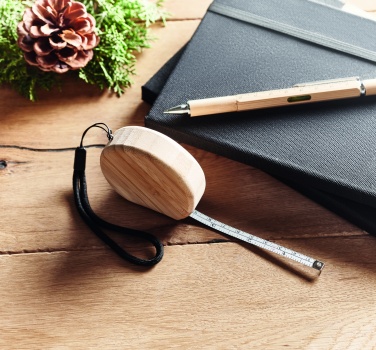 Logotrade promotional merchandise picture of: Measuring tape in bamboo 2m