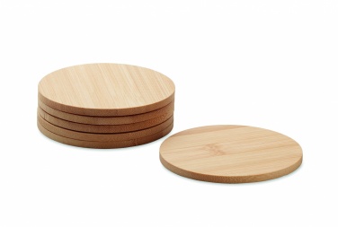 Logo trade promotional giveaways picture of: Set of 6 bamboo coasters