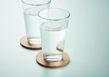 Logo trade promotional items image of: Set of 6 bamboo coasters