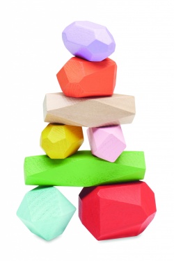 Logo trade promotional giveaways picture of: 8 stacking wood rocks in pouch
