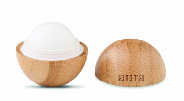 Logo trade promotional products picture of: Lip balm in round bamboo case