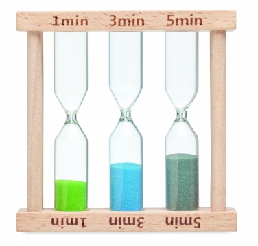 Logo trade promotional items picture of: Set of 3 wooden sand timer