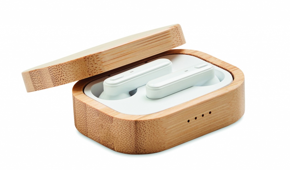 Logotrade promotional merchandise image of: TWS earbuds in bamboo case