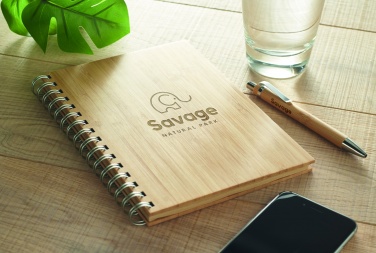 Logo trade promotional items picture of: A5 ring bound Bamboo notebook