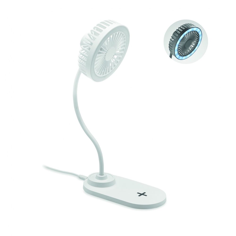 Logo trade promotional merchandise image of: Desktop charger fan with light