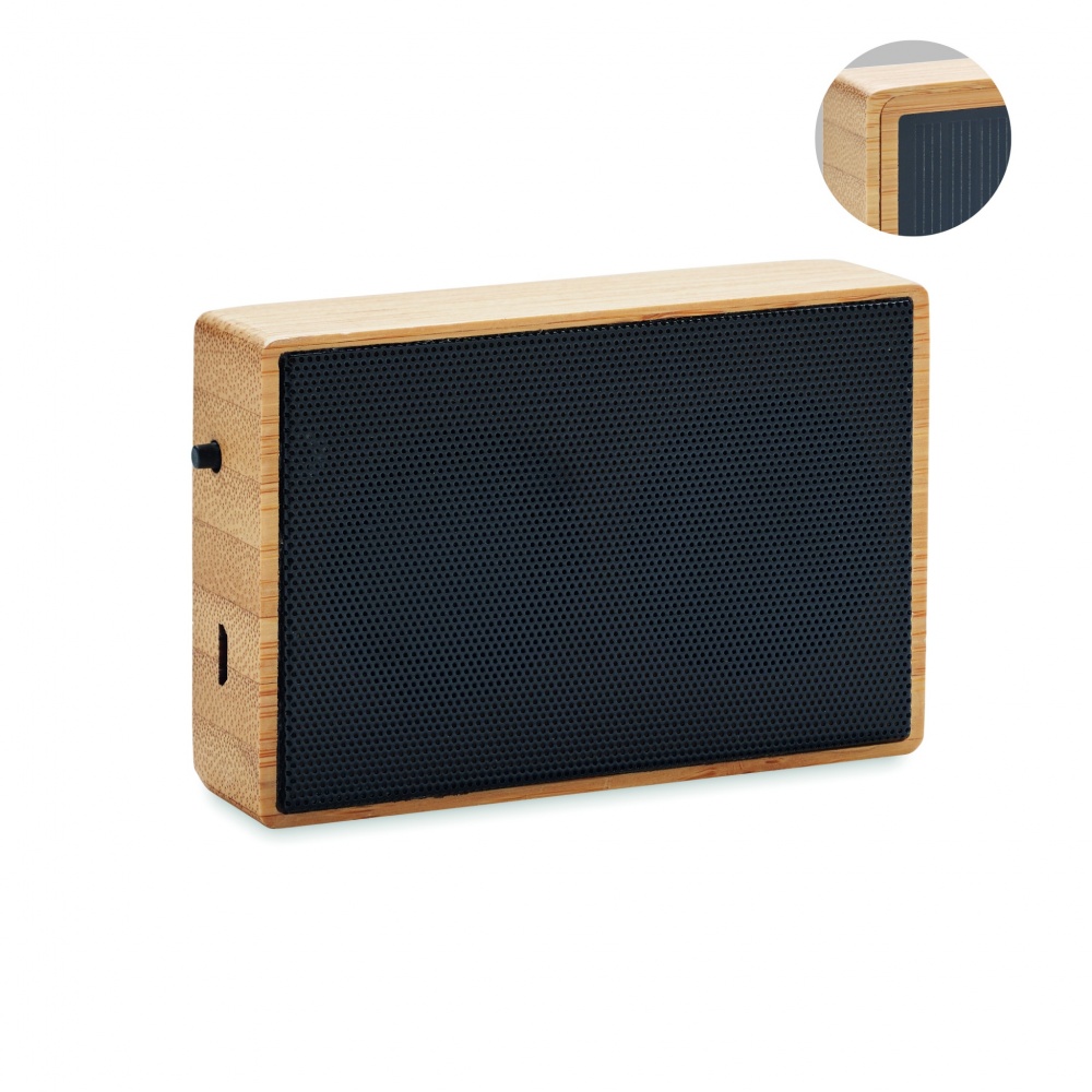 Logo trade promotional giveaway photo of: Solar bamboo wireless speaker