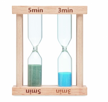 Logo trade promotional merchandise image of: Set of 2 wooden sand timers