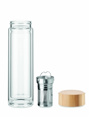 Logo trade business gift photo of: Double wall glass bottle 400ml Berlin