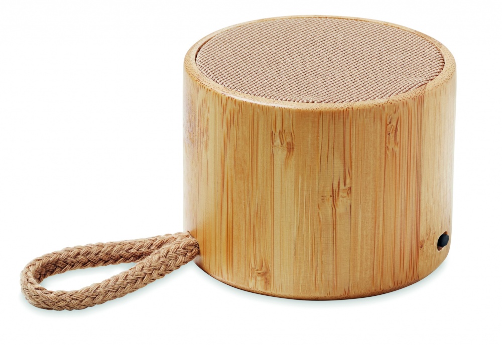 Logo trade promotional item photo of: Round bamboo wireless speaker