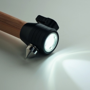 Logotrade promotional product picture of: 3-in-1 bamboo flashlight with an emergency hammer and seatbelt cutter