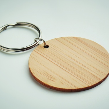 Logo trade promotional item photo of: Round bamboo key ring Pieksämäki
