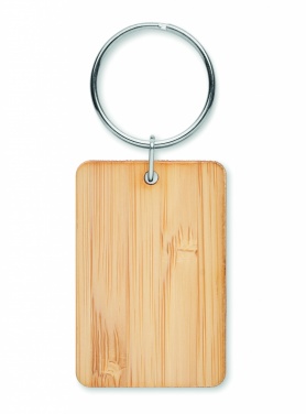 Logotrade promotional gifts photo of: Rectangular bamboo key ring Riihimäki