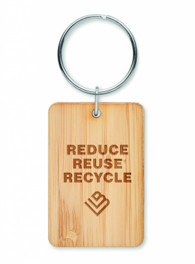 Logo trade advertising product photo of: Rectangular bamboo key ring Riihimäki