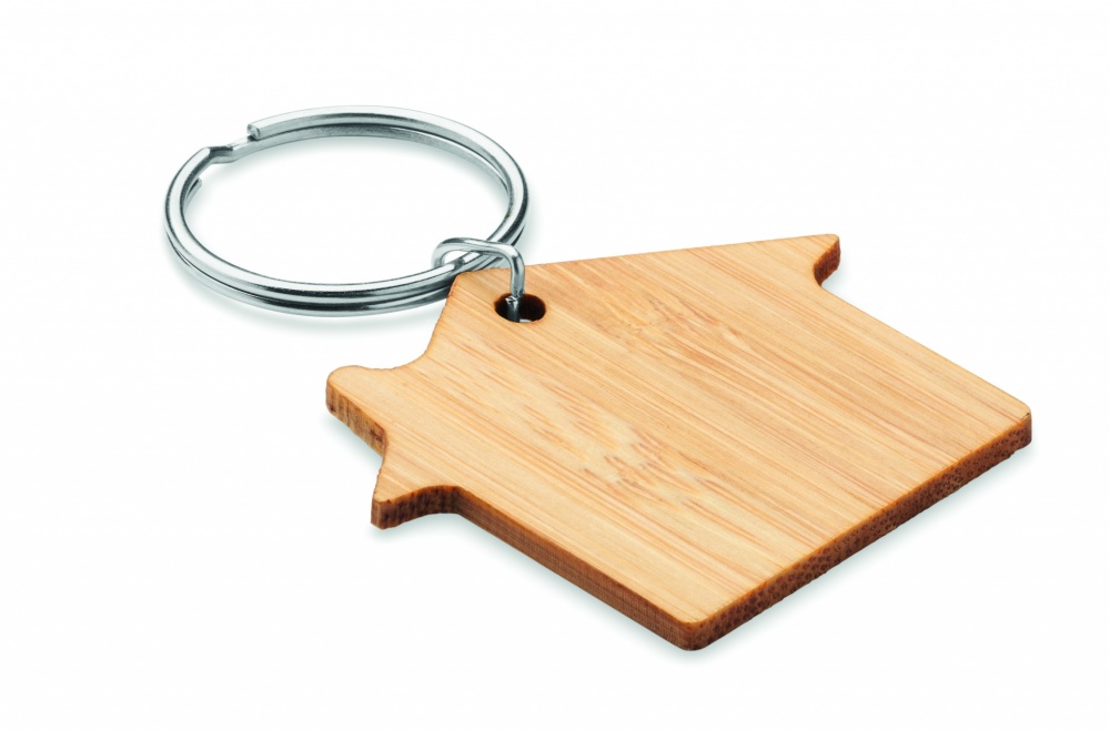 Logotrade promotional item picture of: House shaped bamboo key ring Järvenpää