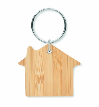 Logotrade business gift image of: House shaped bamboo key ring Järvenpää