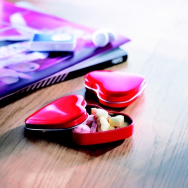 Logo trade promotional giveaways image of: Heart tin box with candies