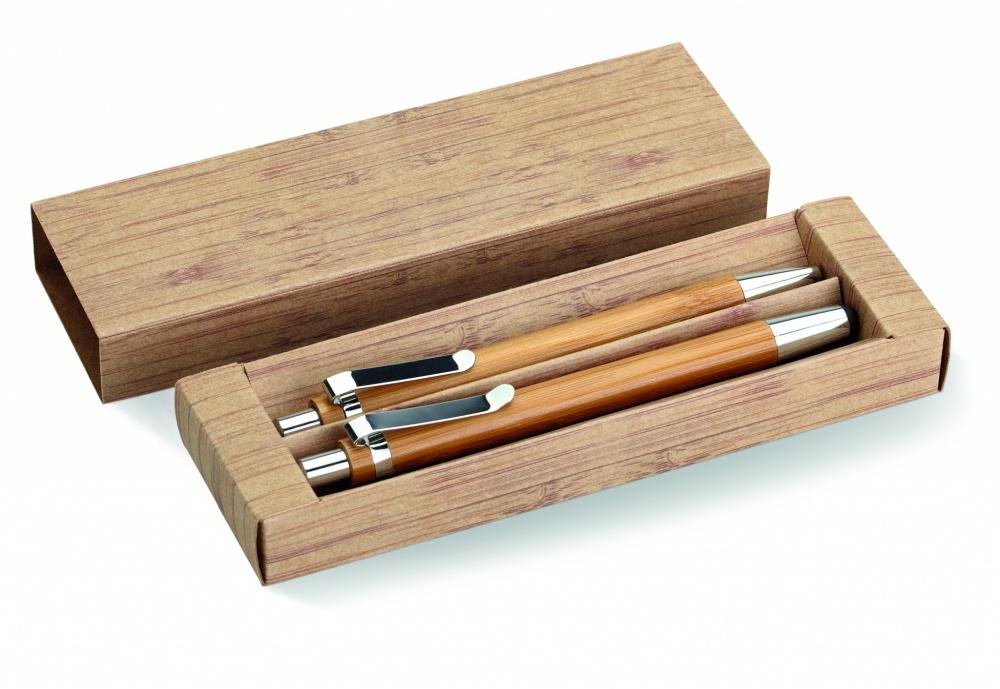 Logotrade promotional items photo of: Bamboo pen and pencil set