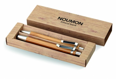 Logo trade advertising products image of: Bamboo pen and pencil set
