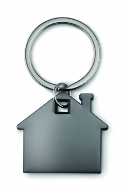 Logo trade business gift photo of: House shape plastic key ring Rezekne