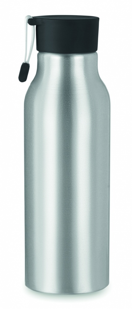 Logo trade promotional merchandise picture of: Single-walled 500 ml aluminum bottle with a PP cap and a silicone strap