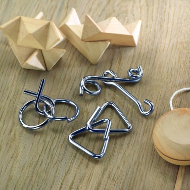 Logo trade promotional item photo of: Set of 3 metal brain teasers