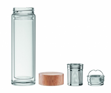 Logo trade promotional merchandise photo of: Double wall glass bottle 400ml München