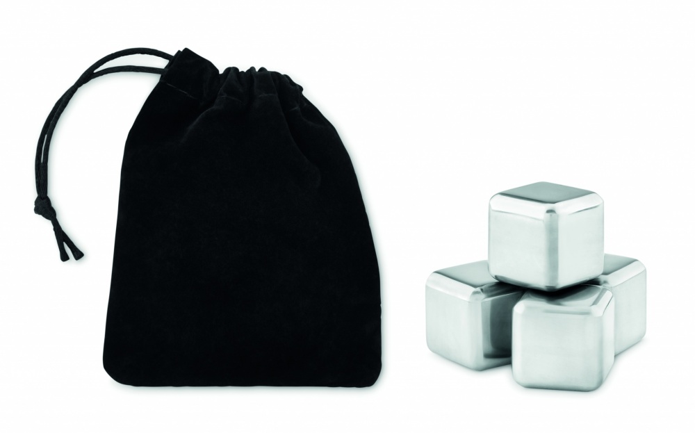 Logotrade promotional giveaway image of: Set of 4 SS ice cubes in pouch