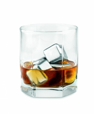 Logo trade promotional merchandise picture of: Set of 4 SS ice cubes in pouch
