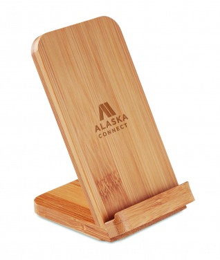 Logotrade promotional merchandise photo of: Bamboo wireless charge stand 5W WIRESTAND